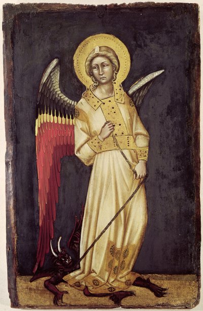 An Angel with a Demon on a Chain by Ridolfo di Arpo Guariento